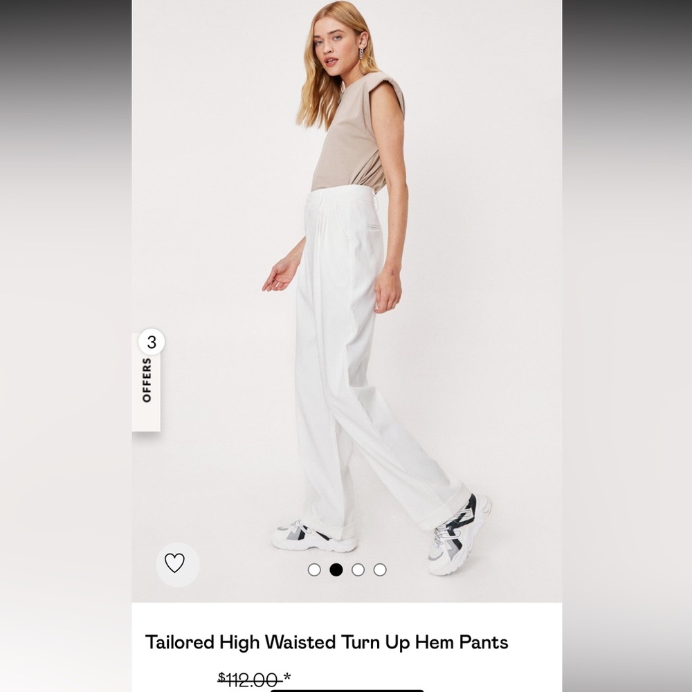 Nasty Gal Navy Color Tailored High Waisted Turn Up Hem Pants - Picture 3 of 9